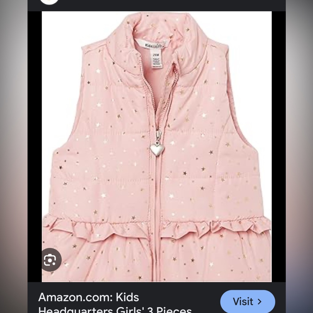 Free with purchase! Light pink girls vest with gold sparkle.